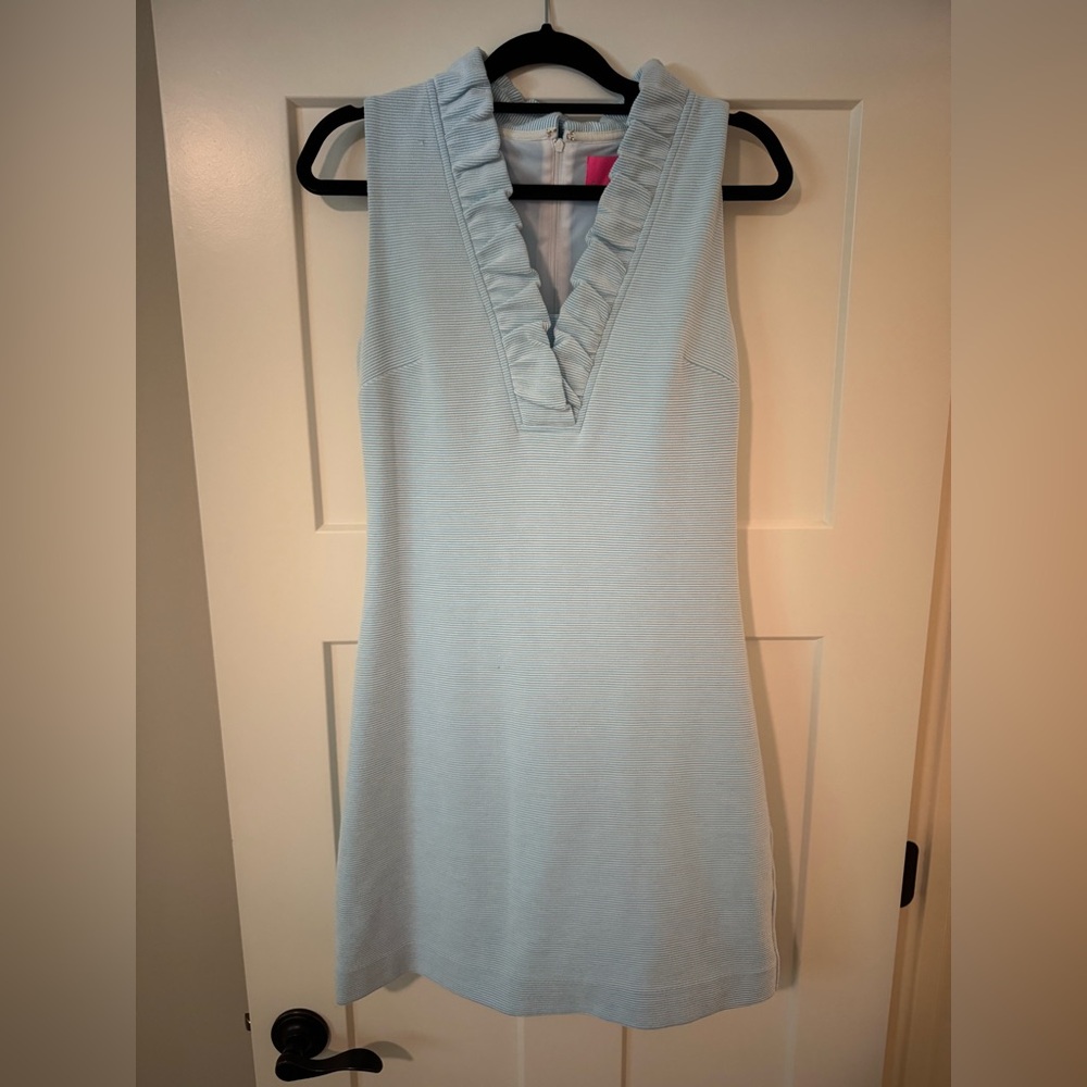 Lilly Pulitzer Blue Tisbury Ruffled Sheath Dress